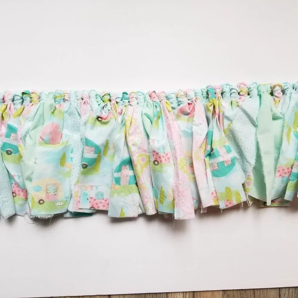 Fabric Banner Wall Hanging | Cubicle Decor, Fabric Garland | Pink Campers | 7’